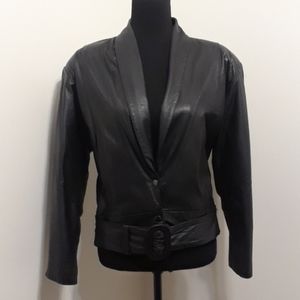1980'S VINTAGE Peplum Waist Leather Jacket